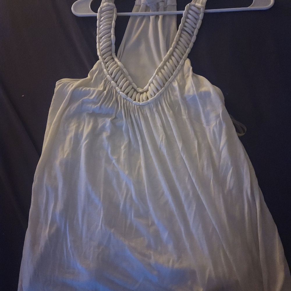 Adorable racerbank tank with embellished neckline